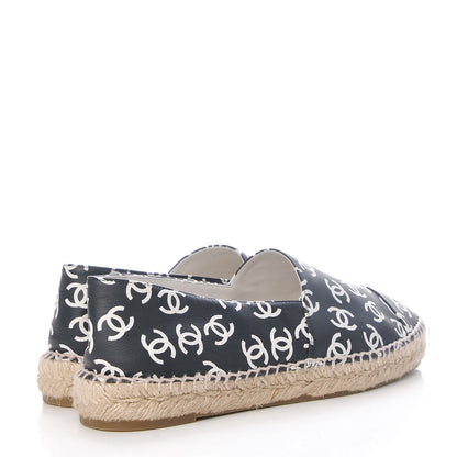 Chanel Lambskin Printed CC Espadrilles 40 Black White 4 of 8