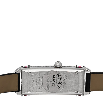Cartier 18K White Gold Alligator Diamond Ruby 15mm Tank Chinoise Quartz Watch Black 4 of 5