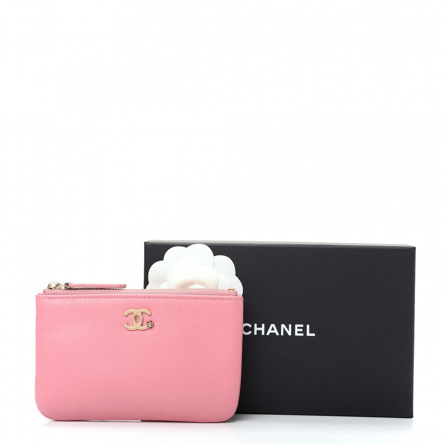 Goatskin Small CC Clover Cosmetic Case Pink