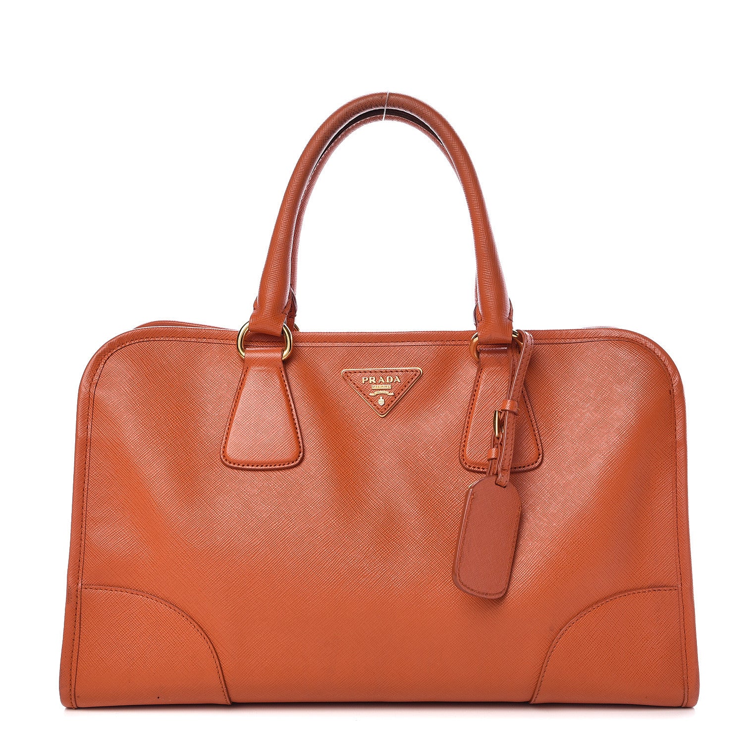Prada Saffiano Lux Top Handle Tote Papaya 1 of 25
