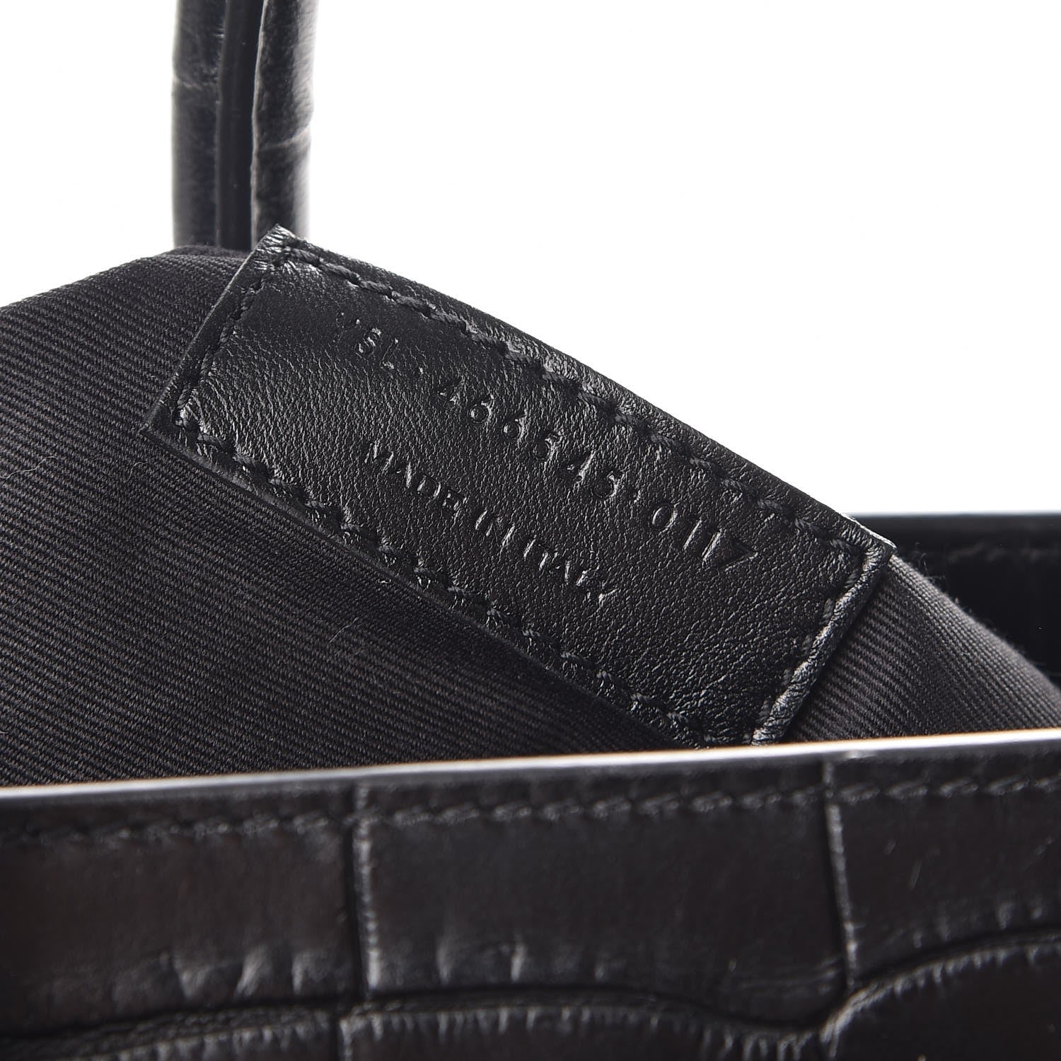 Saint Laurent Calfskin Crocodile Embossed Medium Supple Sac de Jour Black 7 of 7