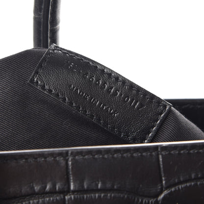 Saint Laurent Calfskin Crocodile Embossed Medium Supple Sac de Jour Black 7 of 7