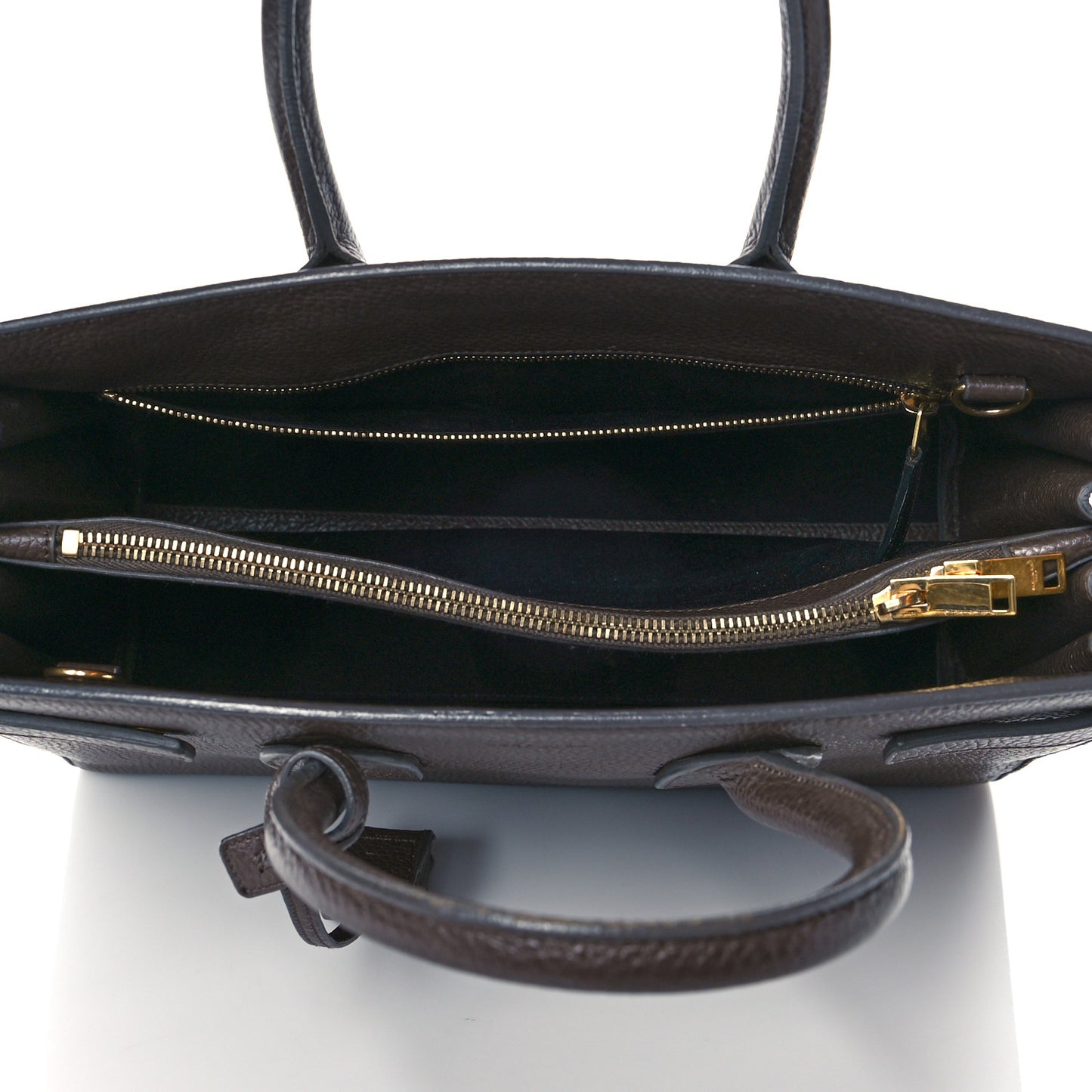 Grained Calfskin Small Sac De Jour Fog Dark Brown