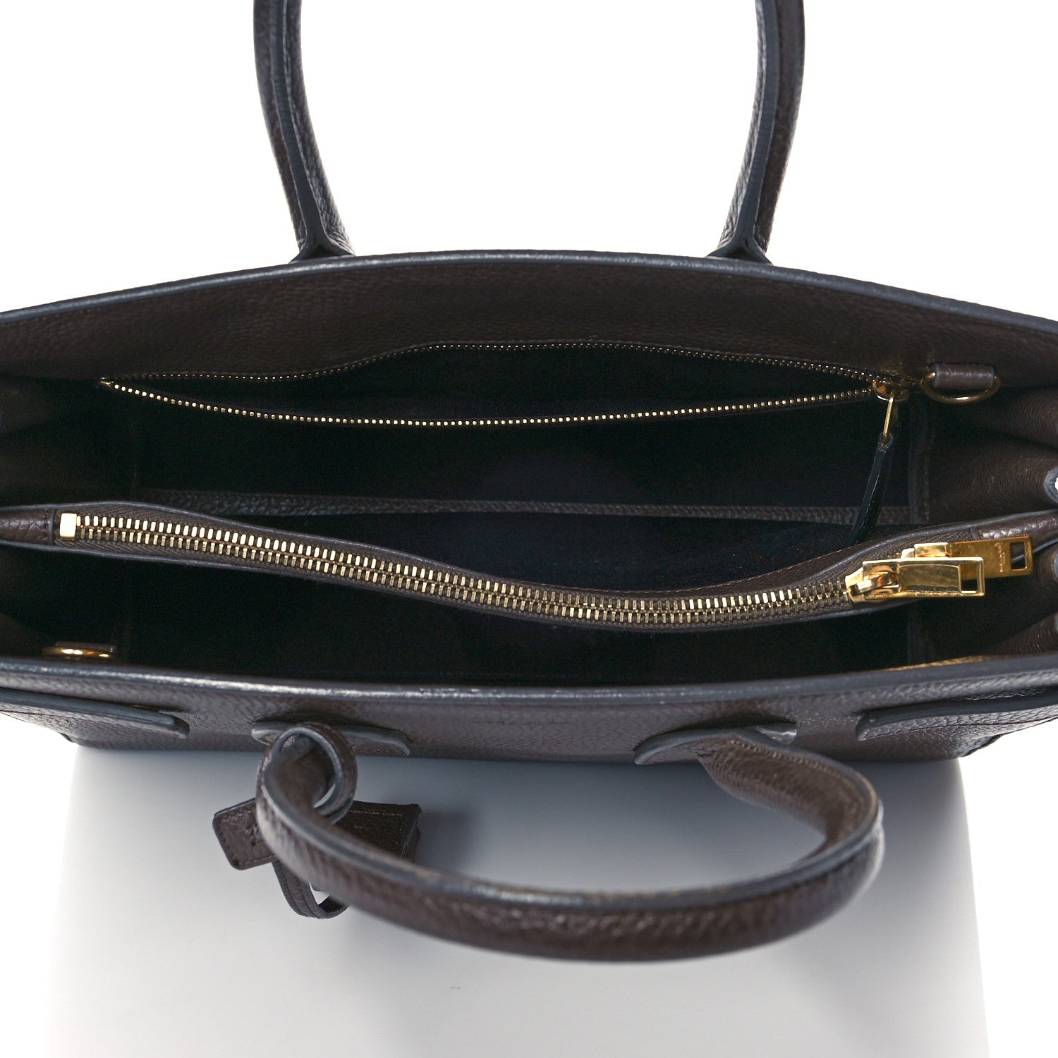 Saint Laurent Grained Calfskin Small Sac De Jour Fog Dark Brown 5 of 10