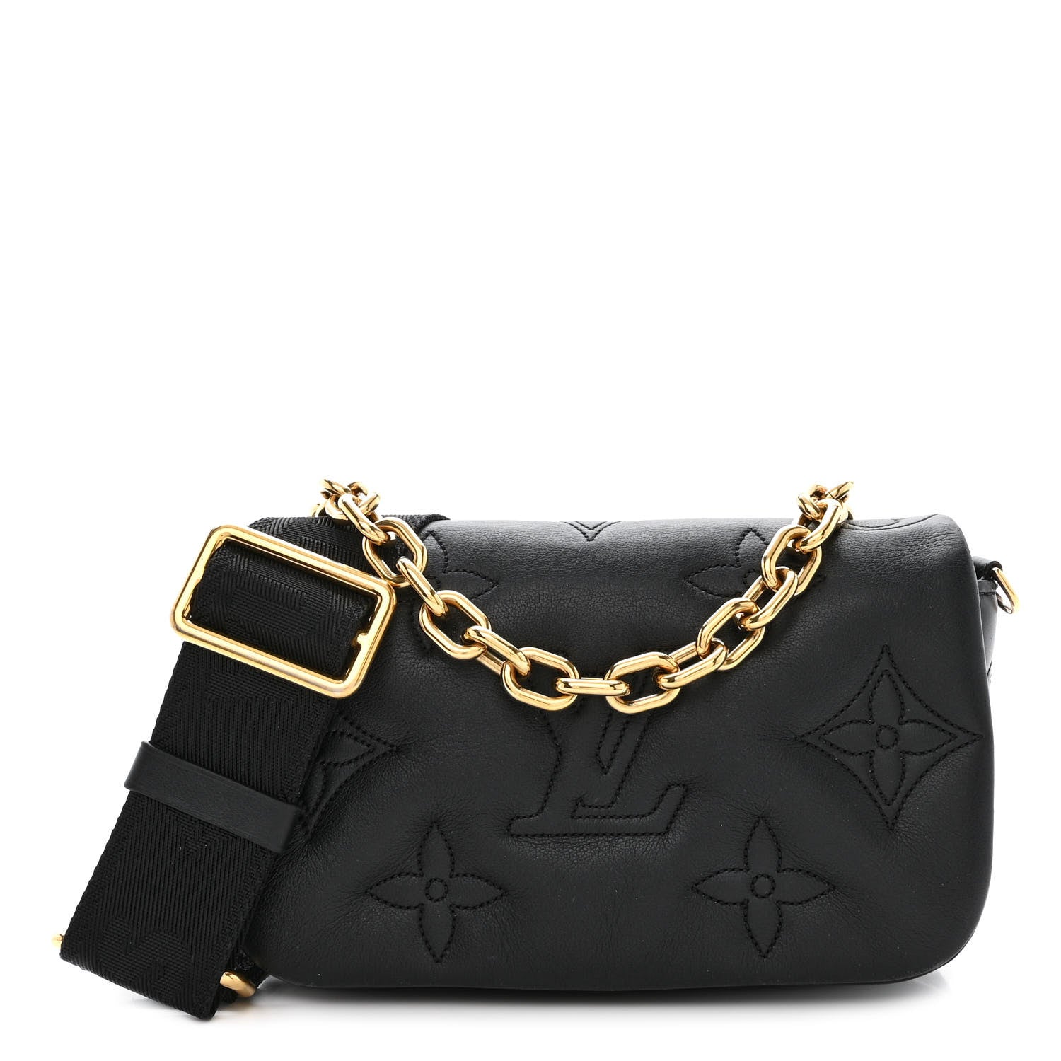 Louis Vuitton Calfskin Bubblegram Wallet On Strap Black 1 of 10