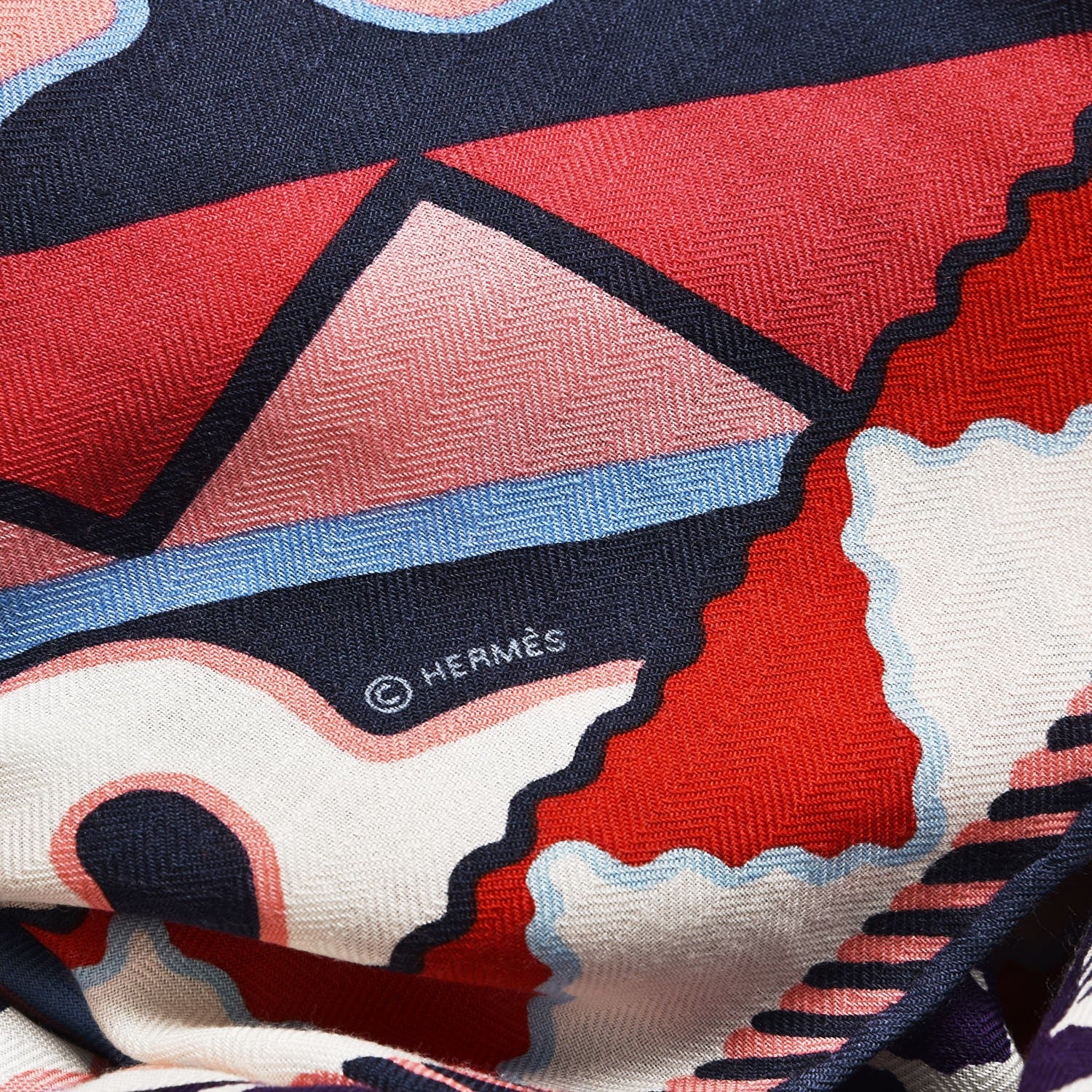 Hermes Cashmere Silk Appaloosa Des Steppes Shawl 140 Creme Violet Rouge 5 of 6