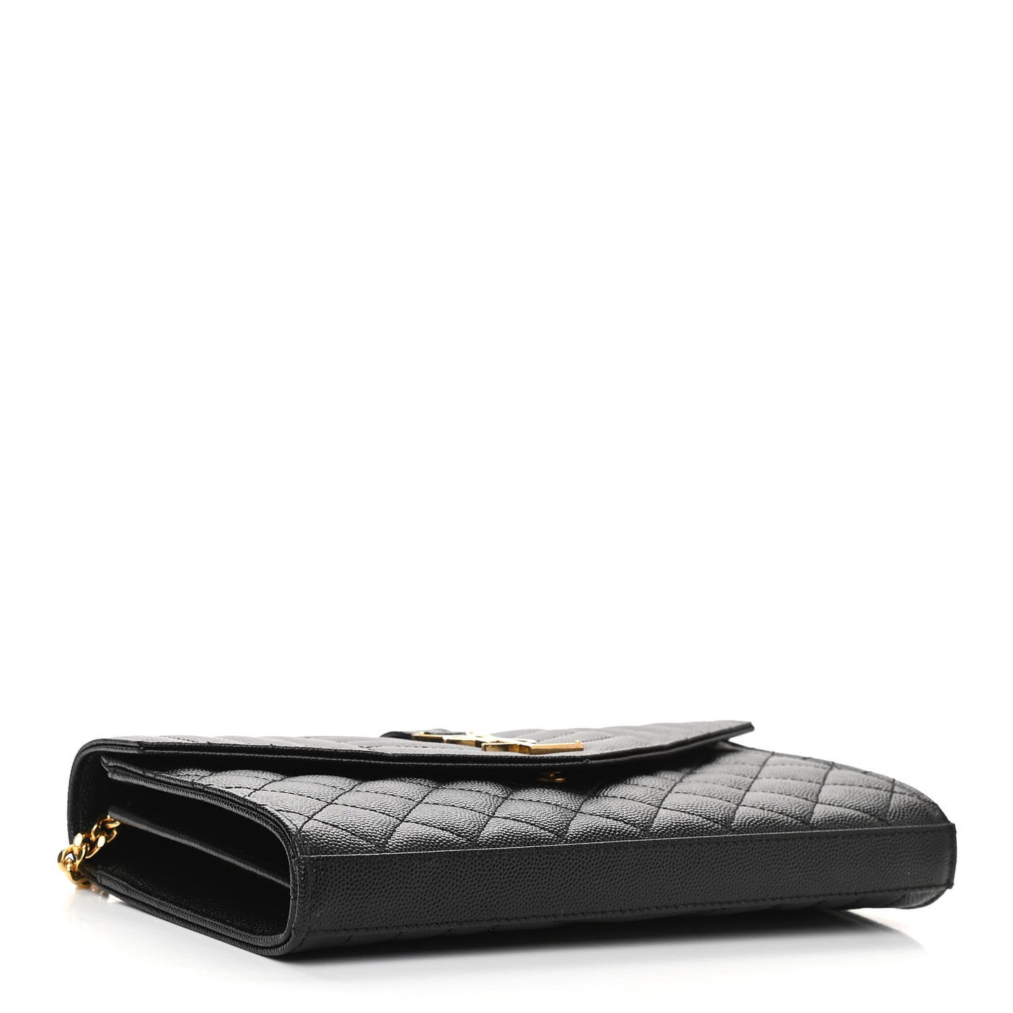 Grain De Poudre Mixed Matelasse Triquilt Monogram Chain Wallet Black
