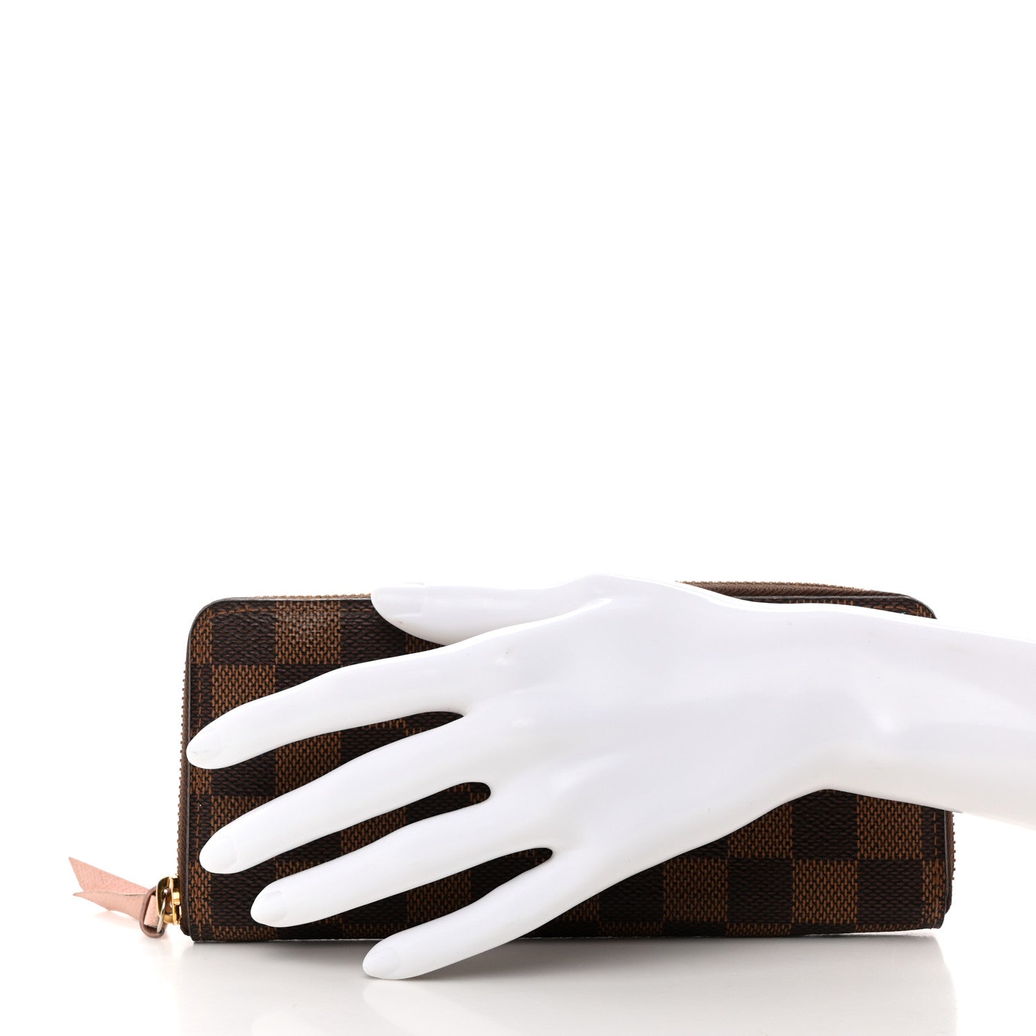 Louis Vuitton Damier Ebene Clemence Wallet Rose Ballerine 2 of 9