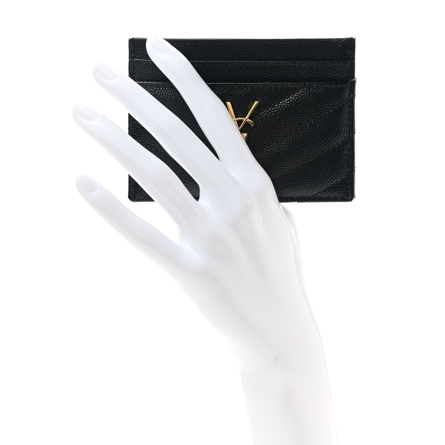 Grain De Poudre Matelasse Chevron Monogram Credit Card Case Black