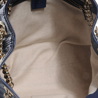 Gucci Patent Medium Soho Chain Shoulder Bag Uniform Blue 5 of 8