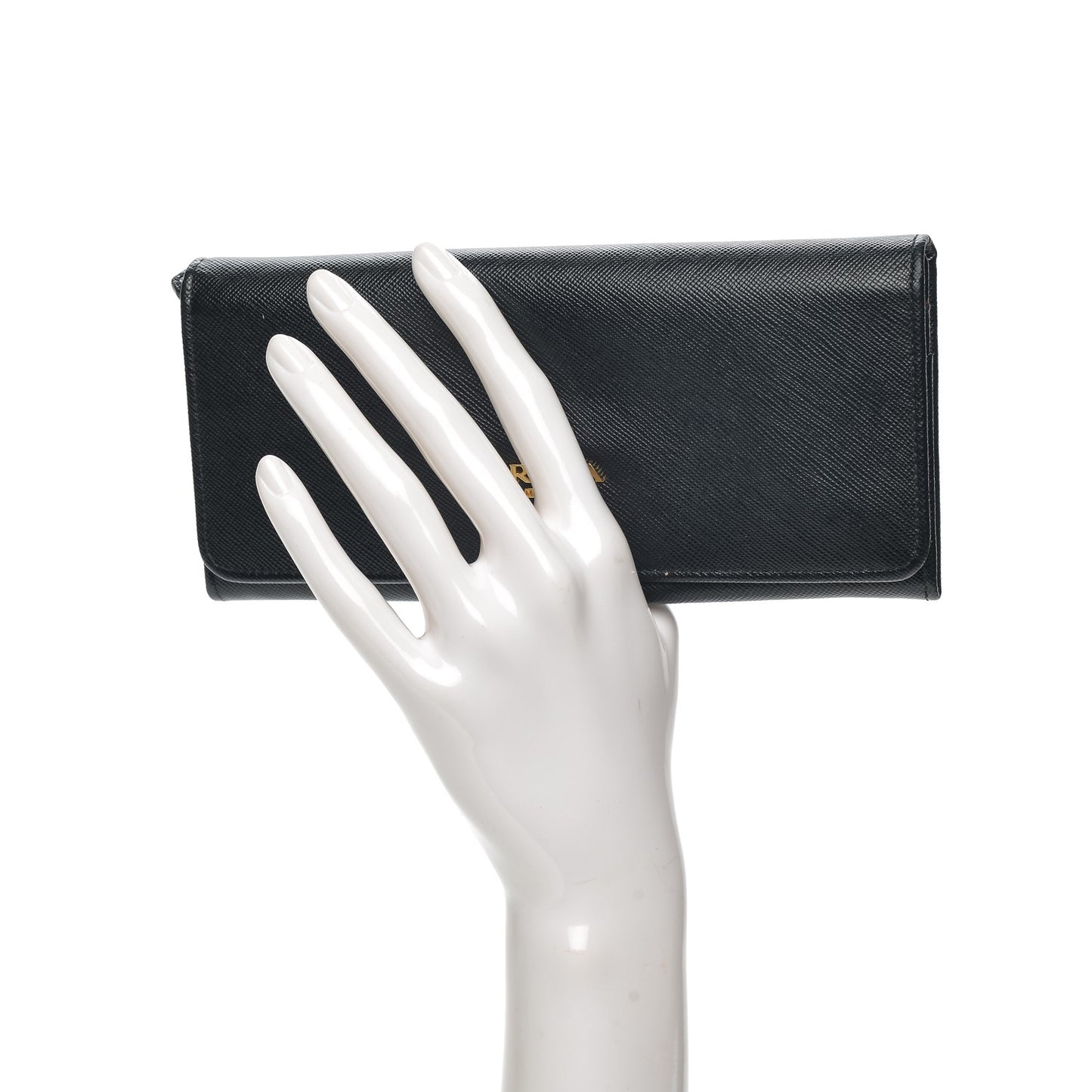 Saffiano Metal Continental Flap Wallet Nero Black
