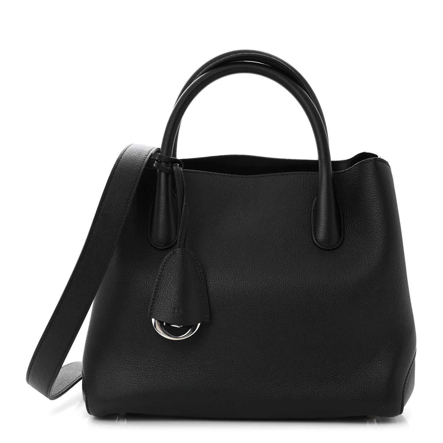 Supple Grained Calfskin Medium Open Bar Tote Black