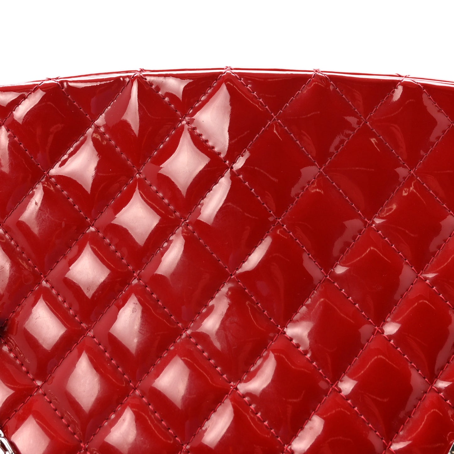 Patent Quilted Large Just Mademoiselle Bowling Bag Red