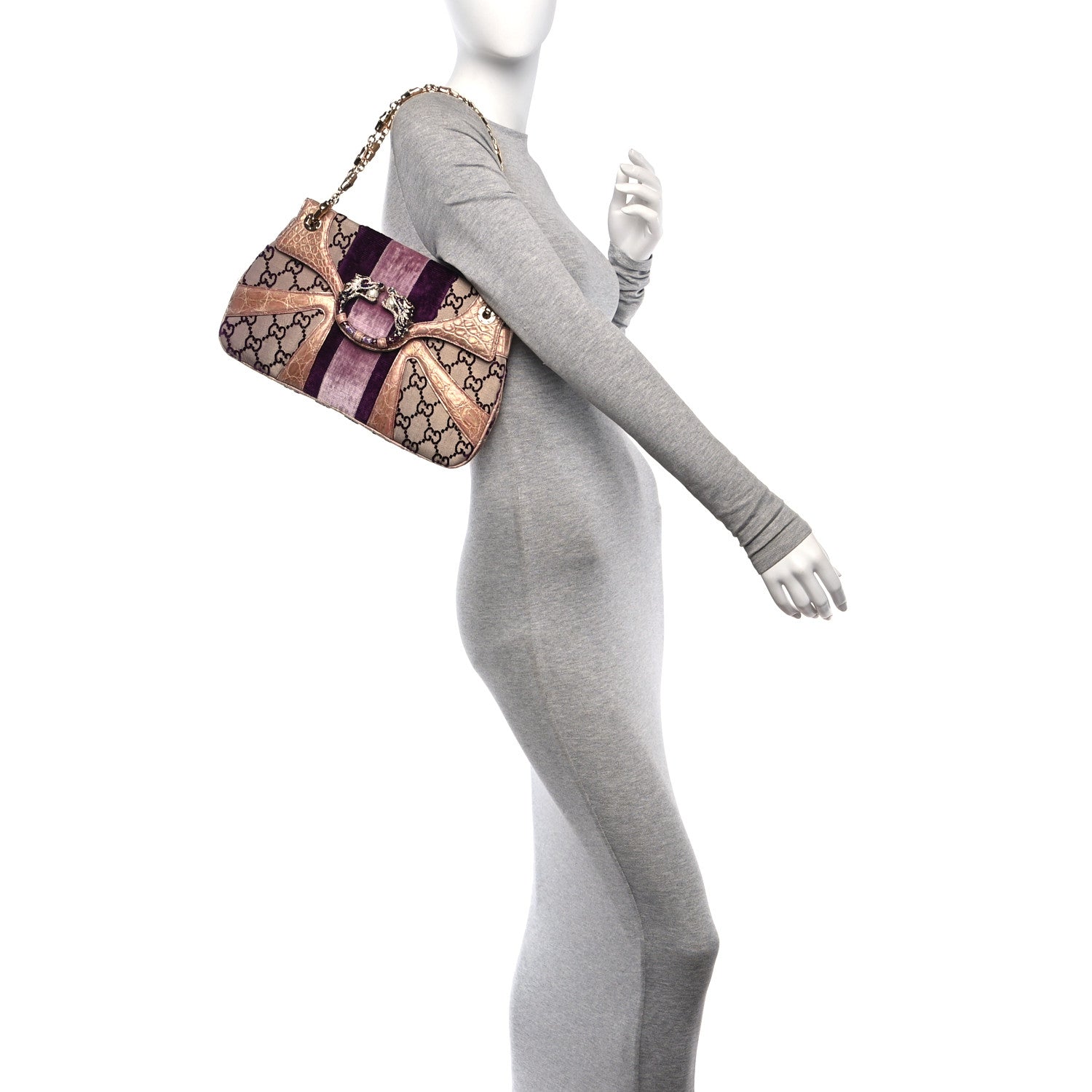Tom Ford Velvet Monogram Crocodile Tom Ford Jeweled Dragon Shoulder Bag Purple 2 of 10