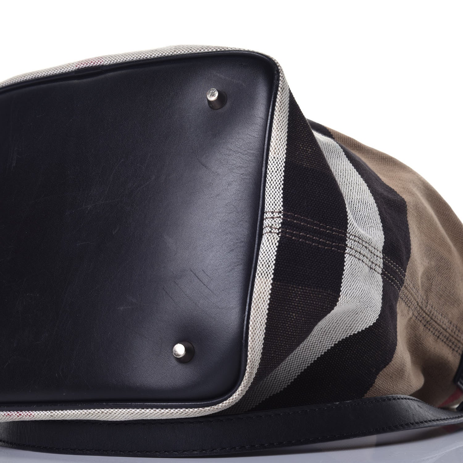 Burberry Canvas Mega Check Medium Ashby Hobo Saddle Black 9 of 9