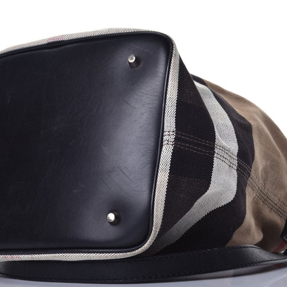 Burberry Canvas Mega Check Medium Ashby Hobo Saddle Black 9 of 9