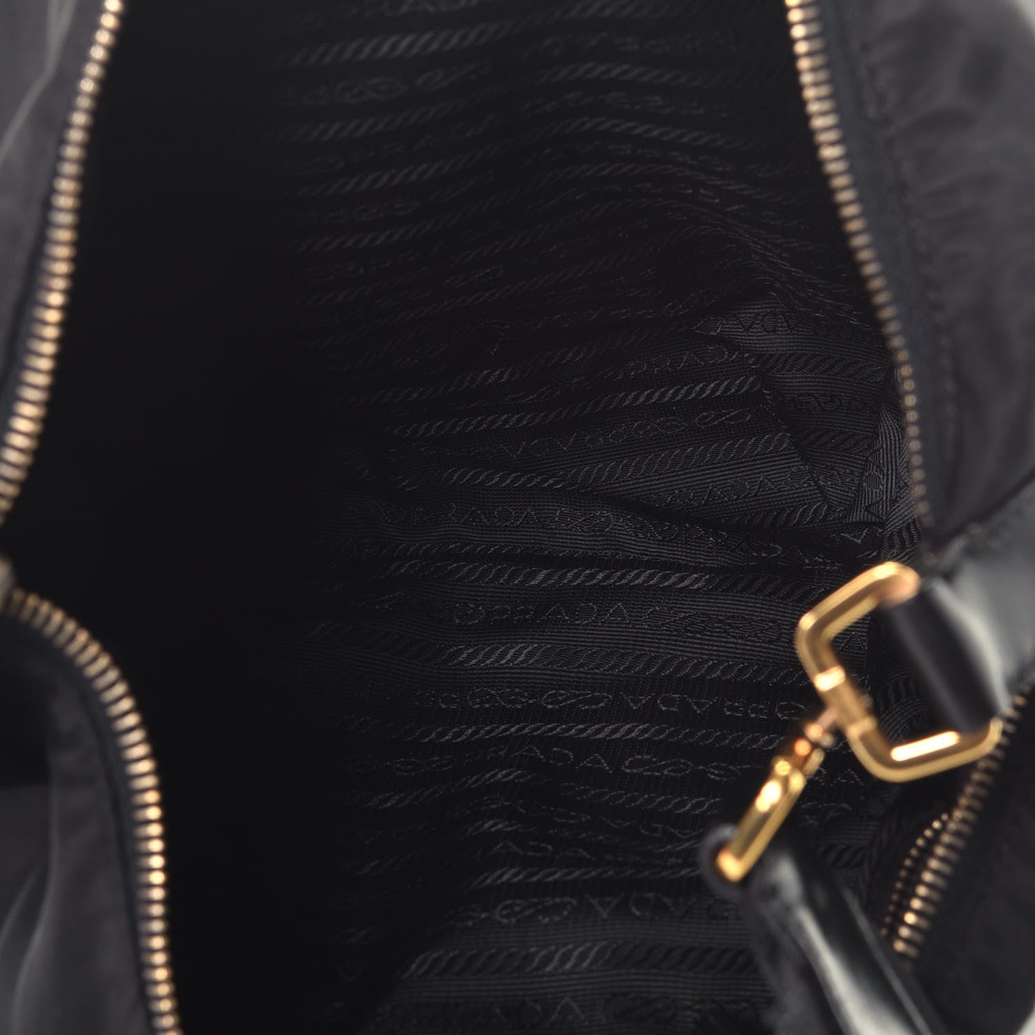 Prada Tessuto Nylon Calfskin Hobo Black 5 of 10