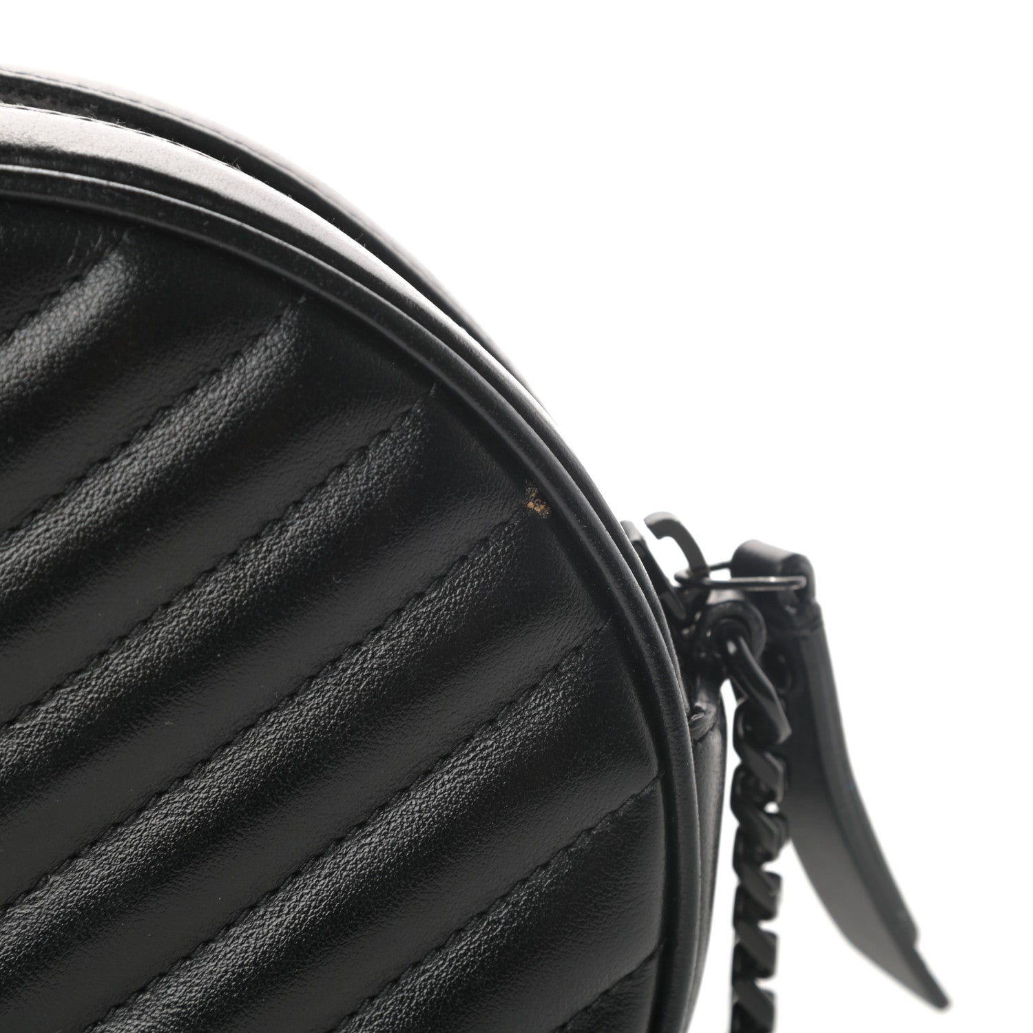 Saint Laurent Calfskin Matelasse Chevron Round Vinyle Camera Bag Black 12 of 13