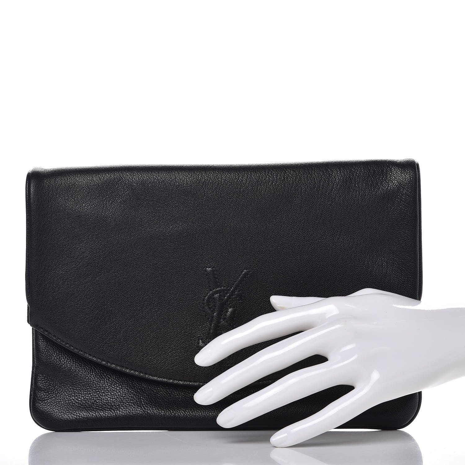 Saint Laurent Chevre Monogram Fold Over Clutch Black 2 of 7