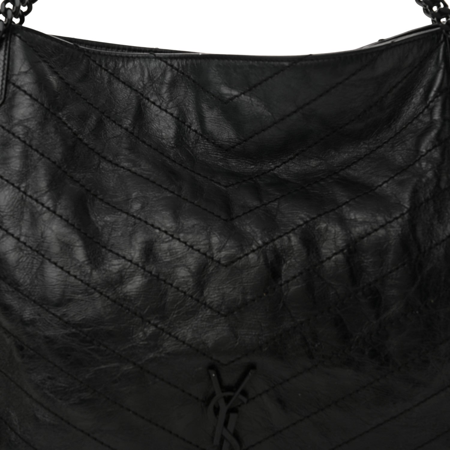 Saint Laurent Crinkled Calfskin Matelasse Monogram Large Niki Shopper Tote Black 8 of 16