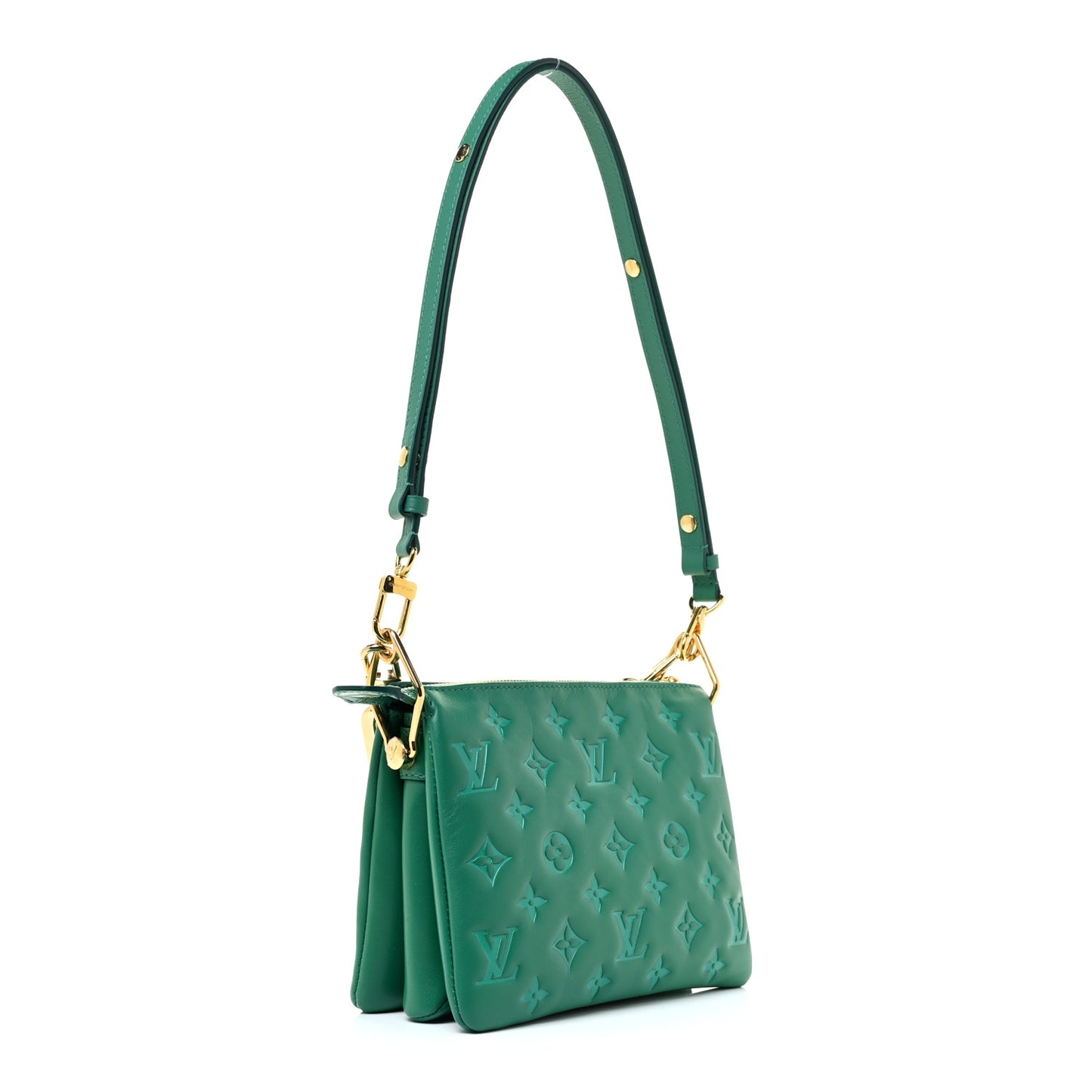 Lambskin Embossed Monogram Coussin BB Emeraude