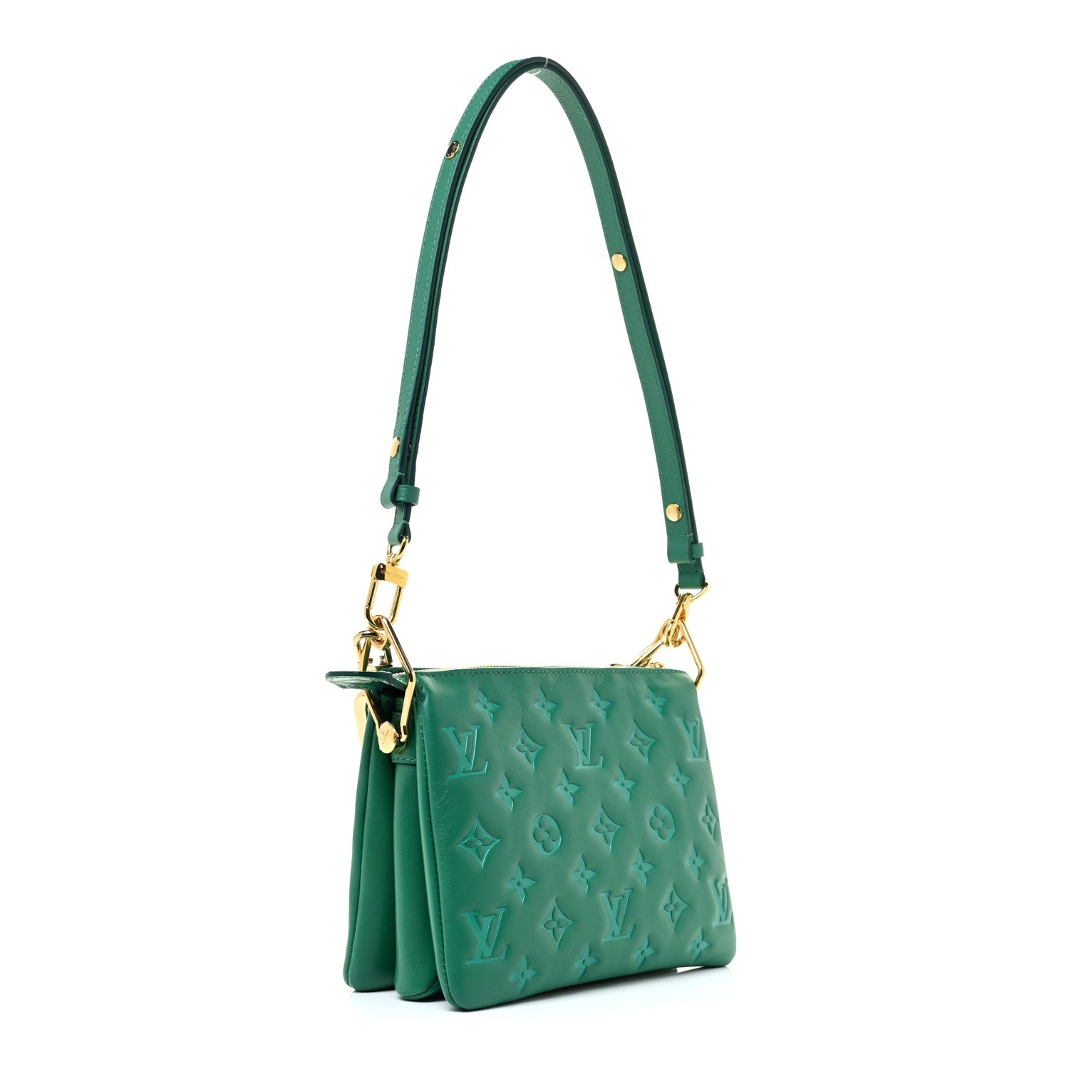 Louis Vuitton Lambskin Embossed Monogram Coussin BB Emeraude 3 of 11