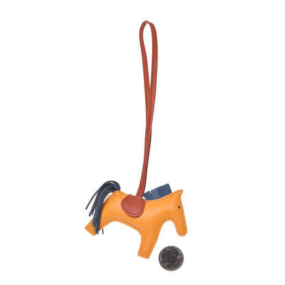 Hermes Milo Lambskin Grigri Rodeo Horse Bag Charm PM Jaune D'Or Bleu Agate Cornaline 2 of 4