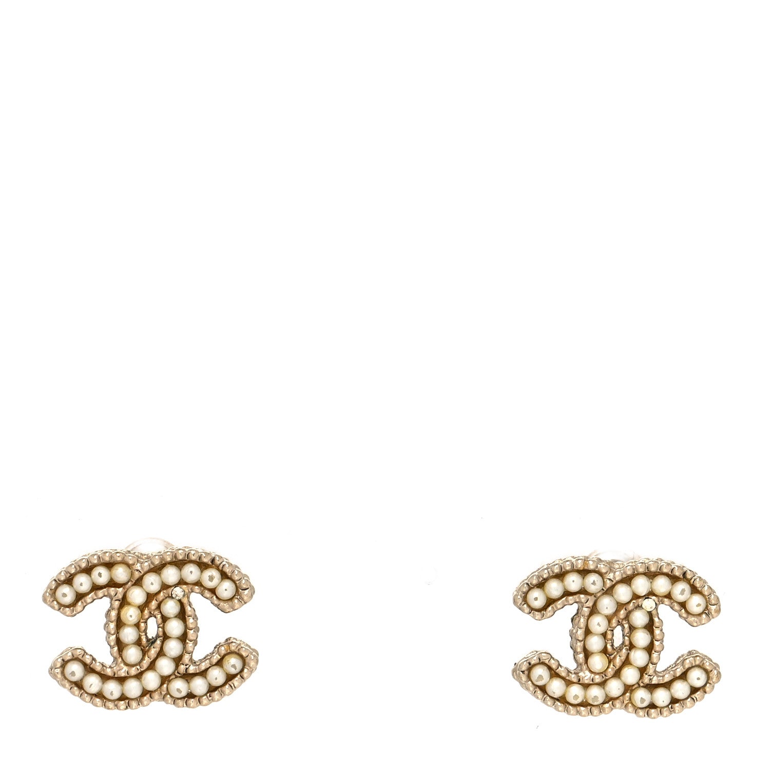 Chanel Pearl CC Earrings Light Gold 1 of 4