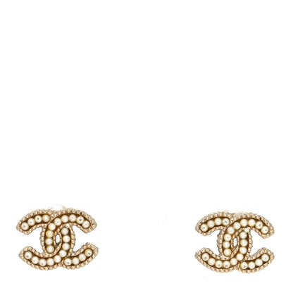 Chanel Pearl CC Earrings Light Gold 1 of 4