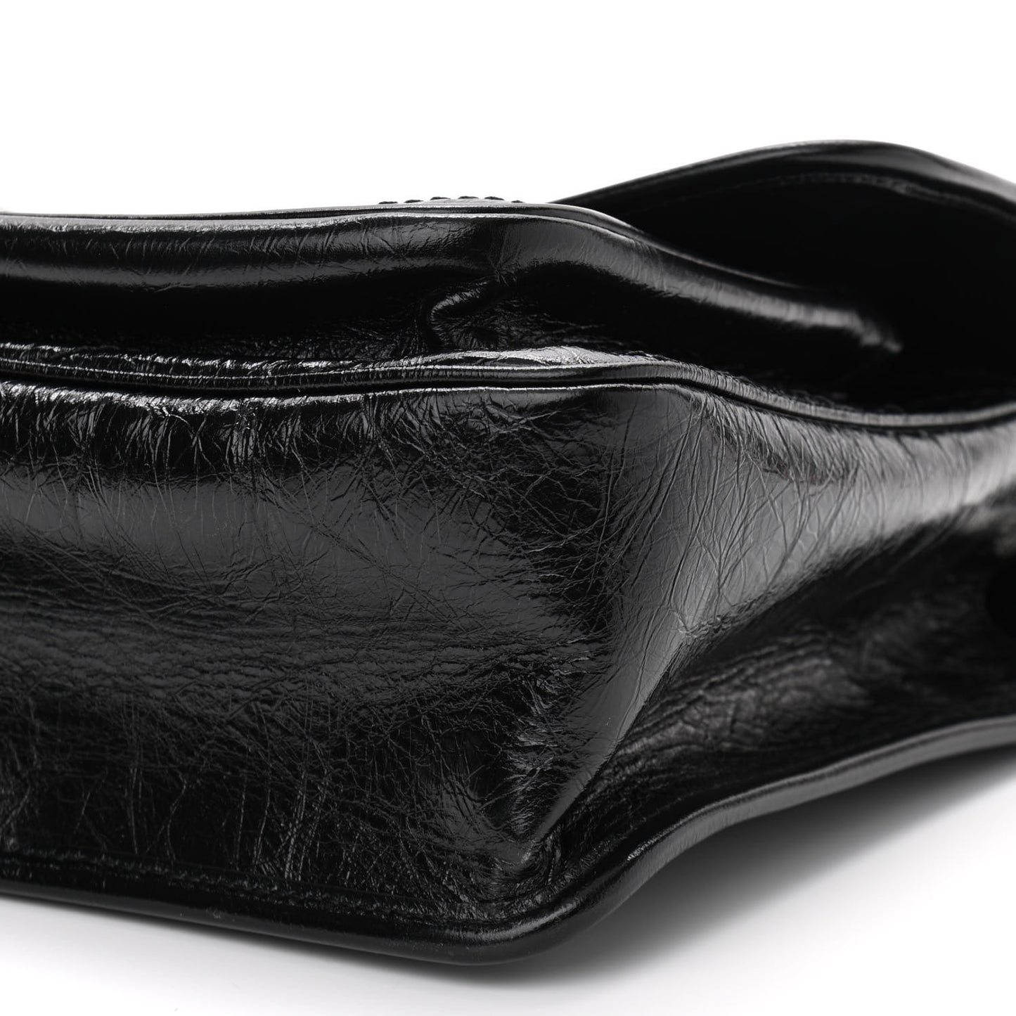 Crinkled Calfskin Matelasse Monogram Medium Niki Chain Satchel Black