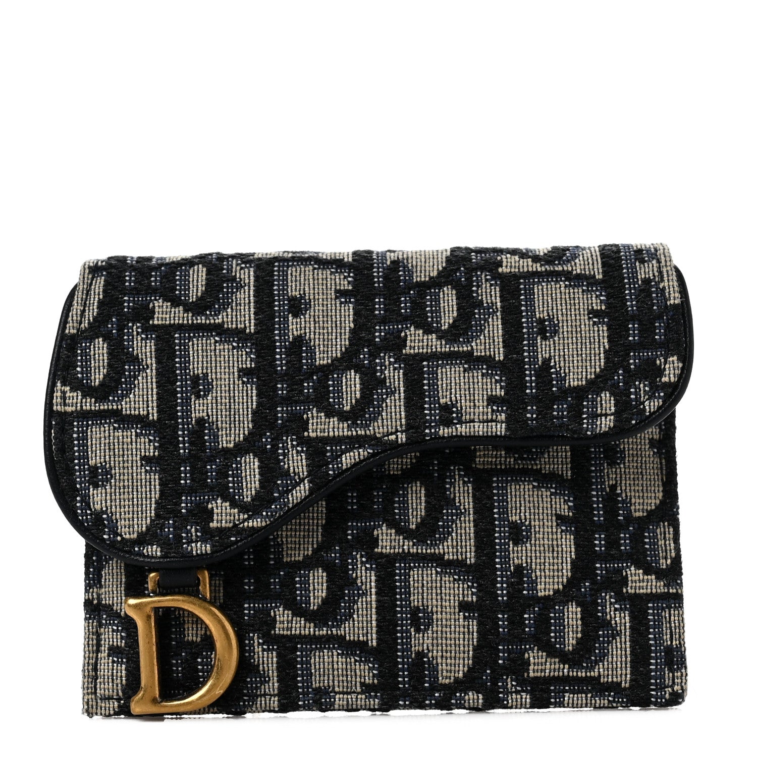 Christian Dior Oblique Saddle Card Holder Blue 1 of 6