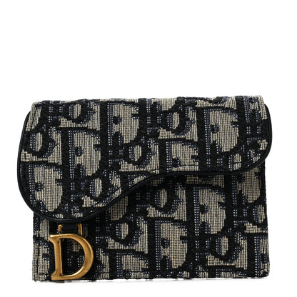 Christian Dior Oblique Saddle Card Holder Blue 1 of 6