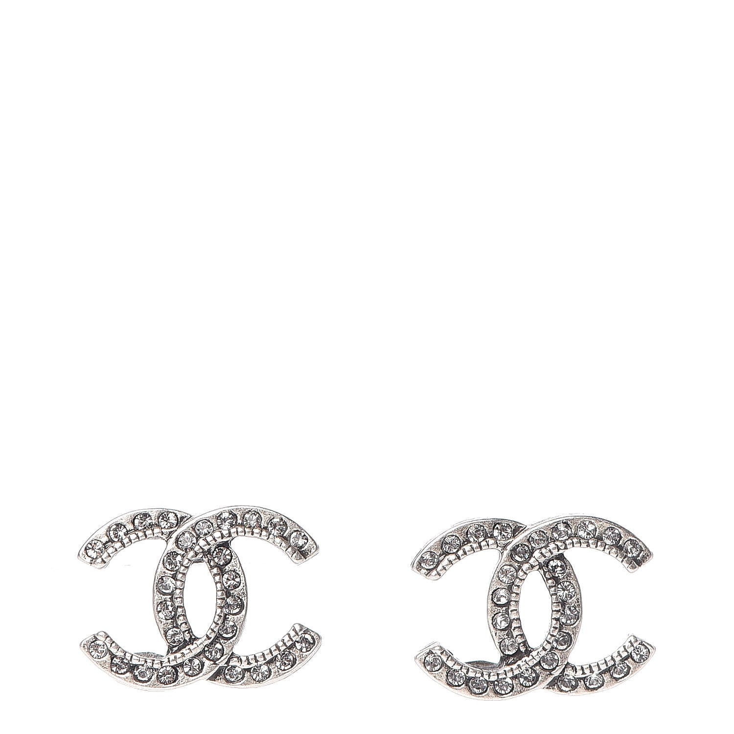Chanel Crystal CC Earrings Silver 1 of 5