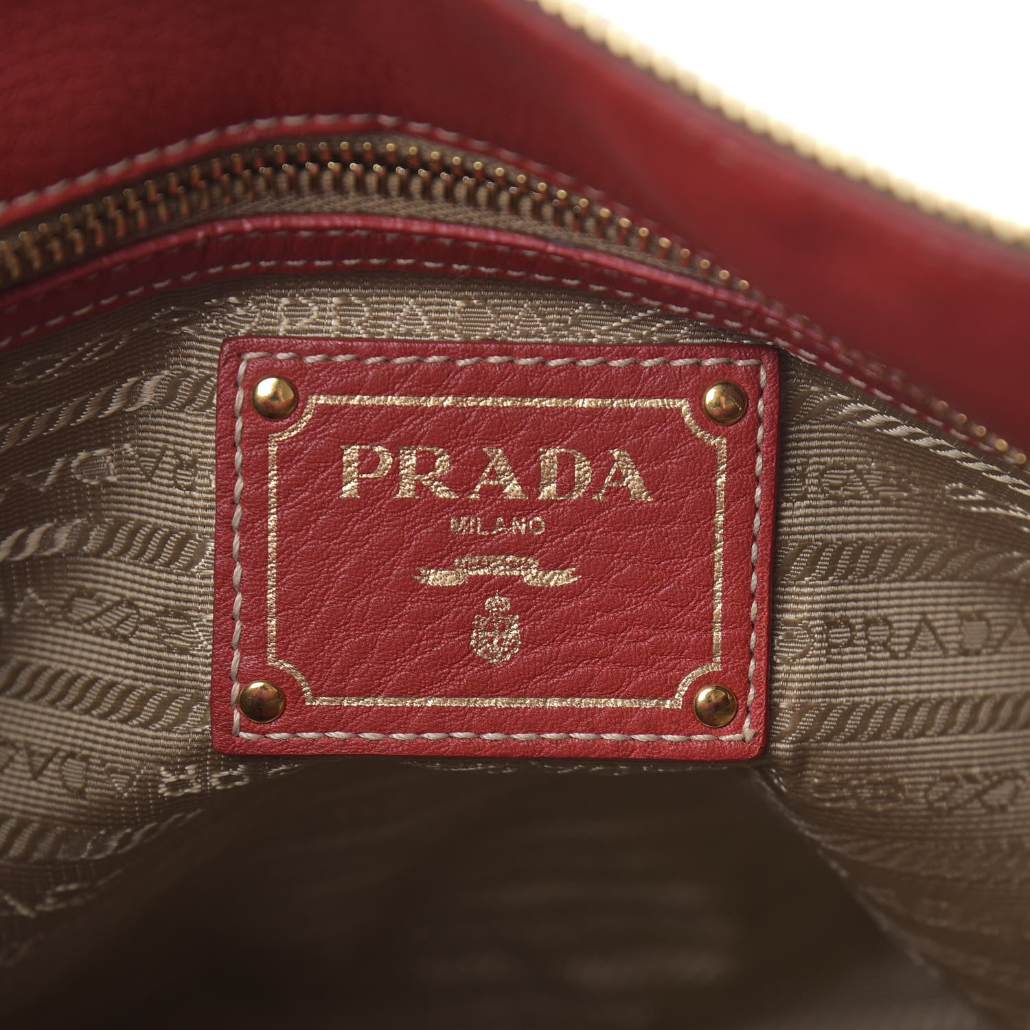Prada Vitello Daino Satchel Fuoco 6 of 10