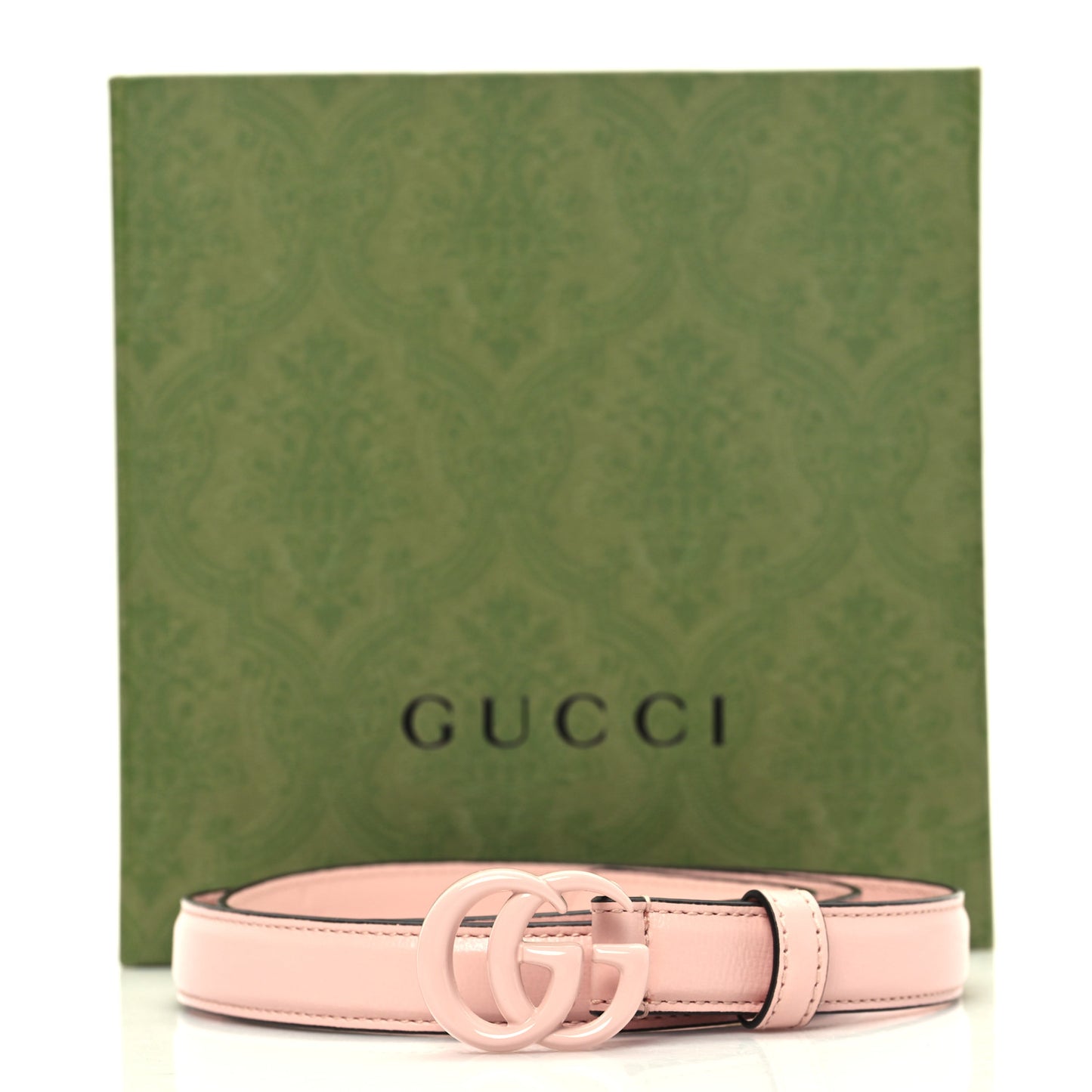 Azalea Calfskin Enamel Monochrome Double G 20mm Belt 90 36 Perfect Pink