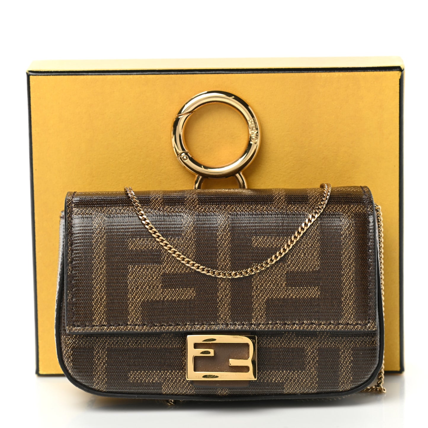 Glazed Fabric FF 1974 Nano Baguette Charm Mogano Panna