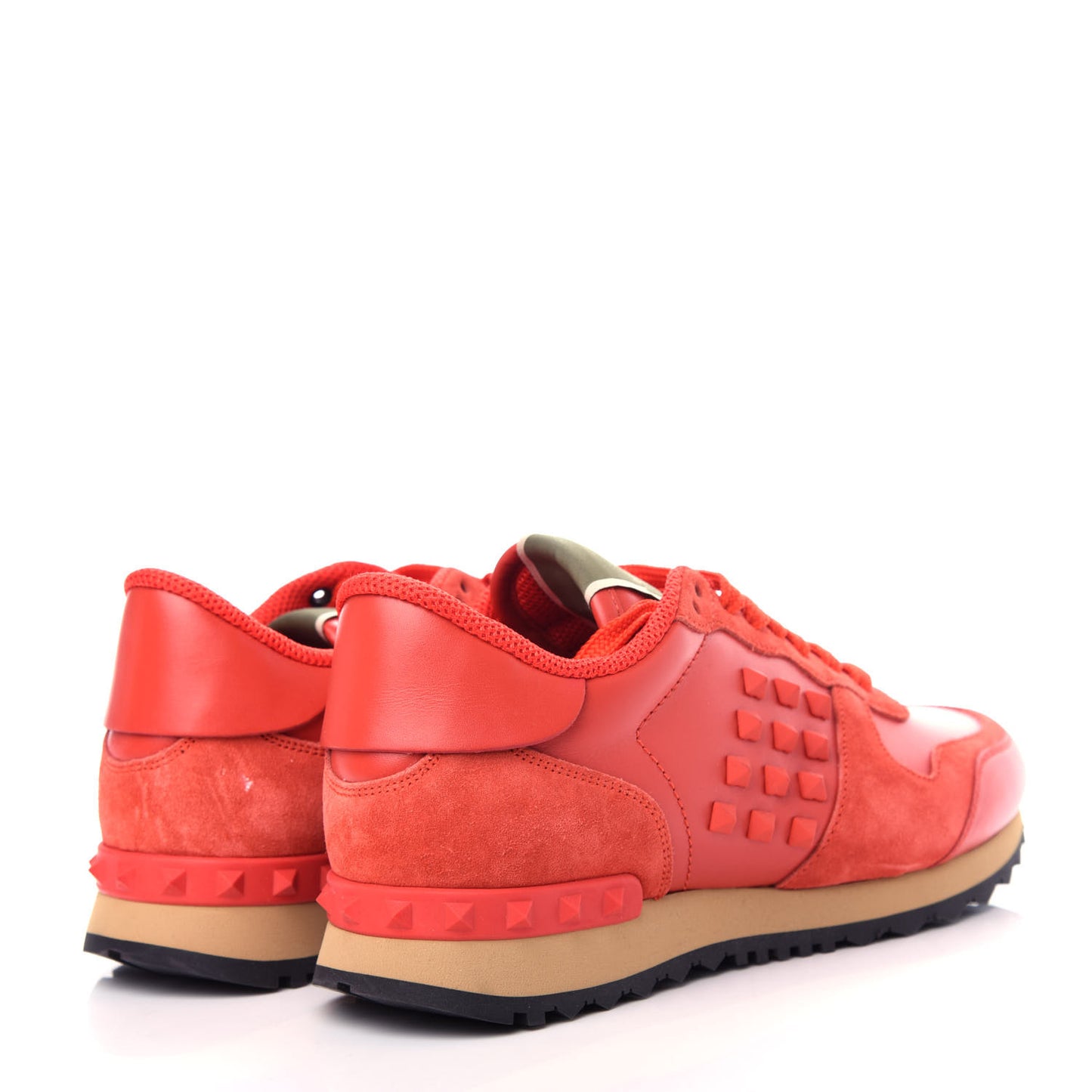 Calfskin Suede Rockstud Sneakers 39 Fragola