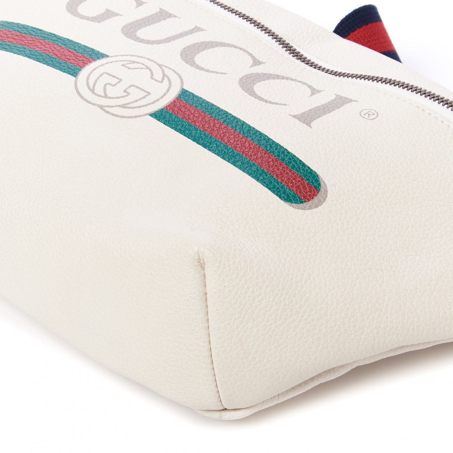 Grained Calfskin Logo Belt Bag White