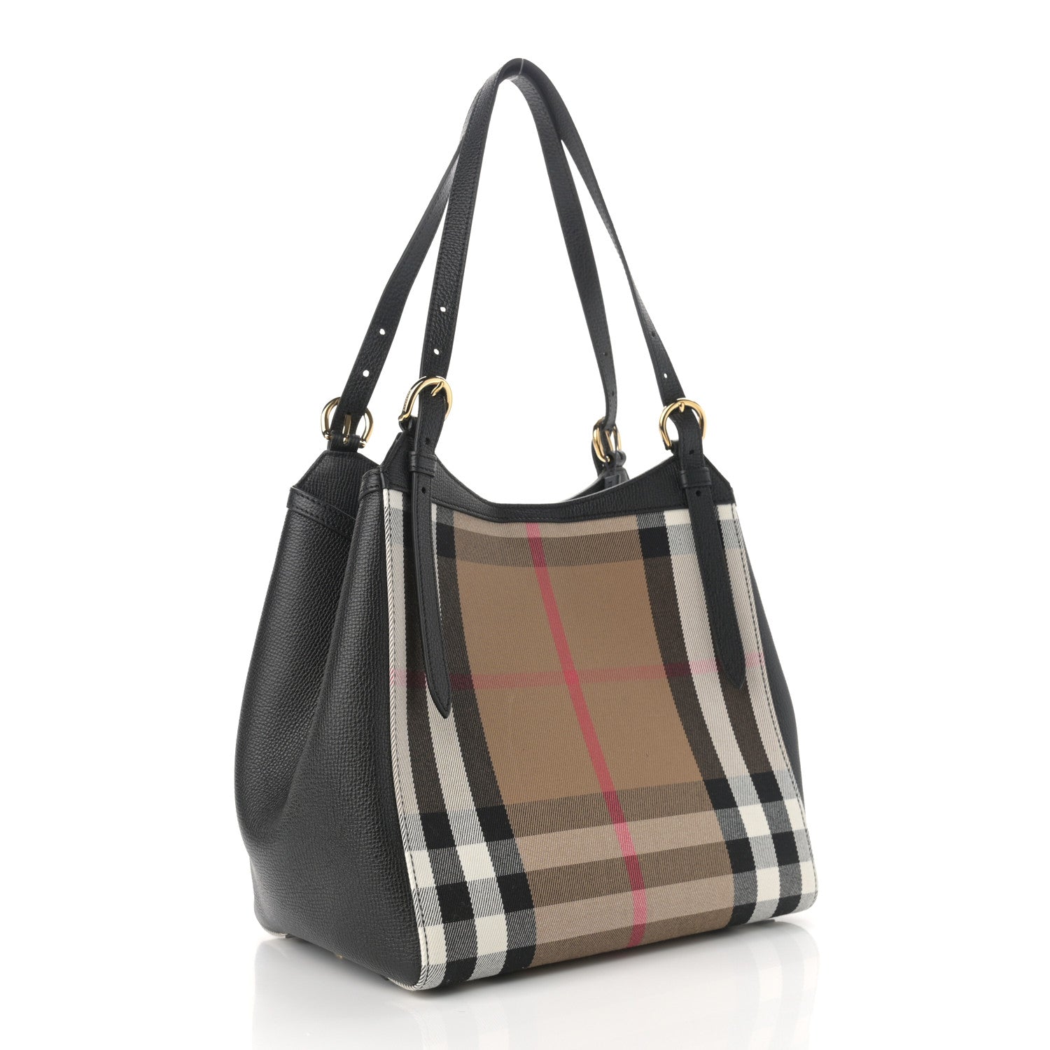 Burberry Grainy Calfskin House Check Small Canterbury Tote Black 3 of 10