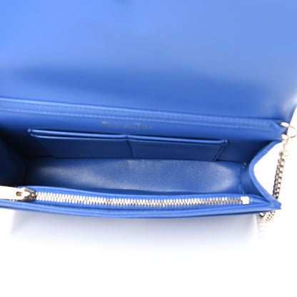 Christian Dior Grained Calfskin Diorama Wallet on Chain Pouch Blue 4 of 10