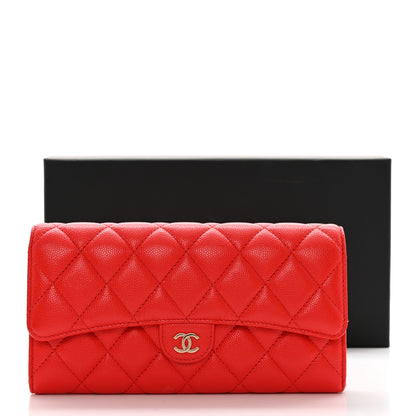 Chanel Caviar Quilted Large Gusset Flap Wallet Red 9 of 9