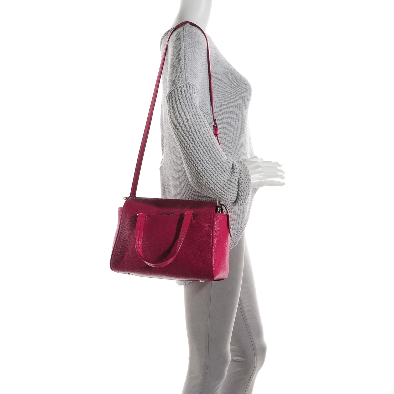 Miu Miu Goatskin Madras Tote Peonia Ametista 2 of 8