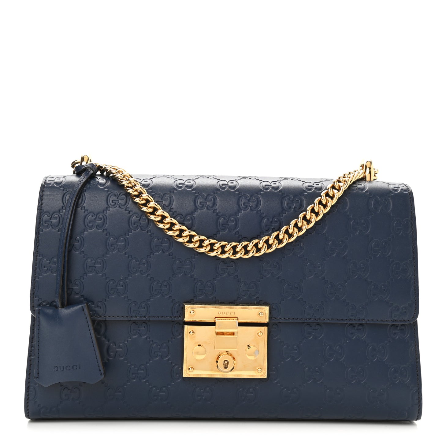 Guccissima Medium Padlock Shoulder Bag Blue Agata