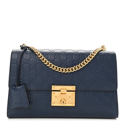 Gucci Guccissima Medium Padlock Shoulder Bag Blue Agata 1 of 8