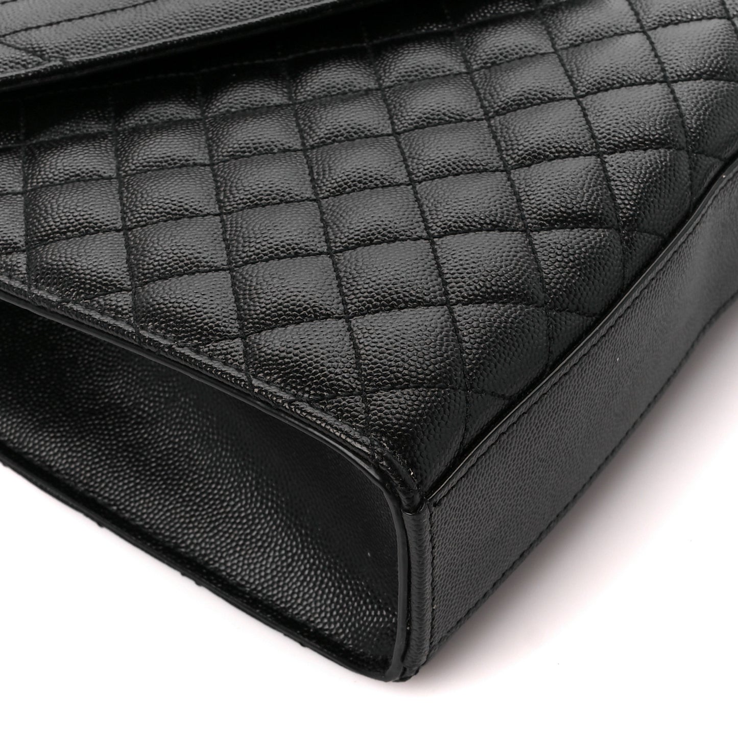Grain De Poudre Textured Mixed Matelasse Large Triquilt Monogram Monochrome Satchel Black