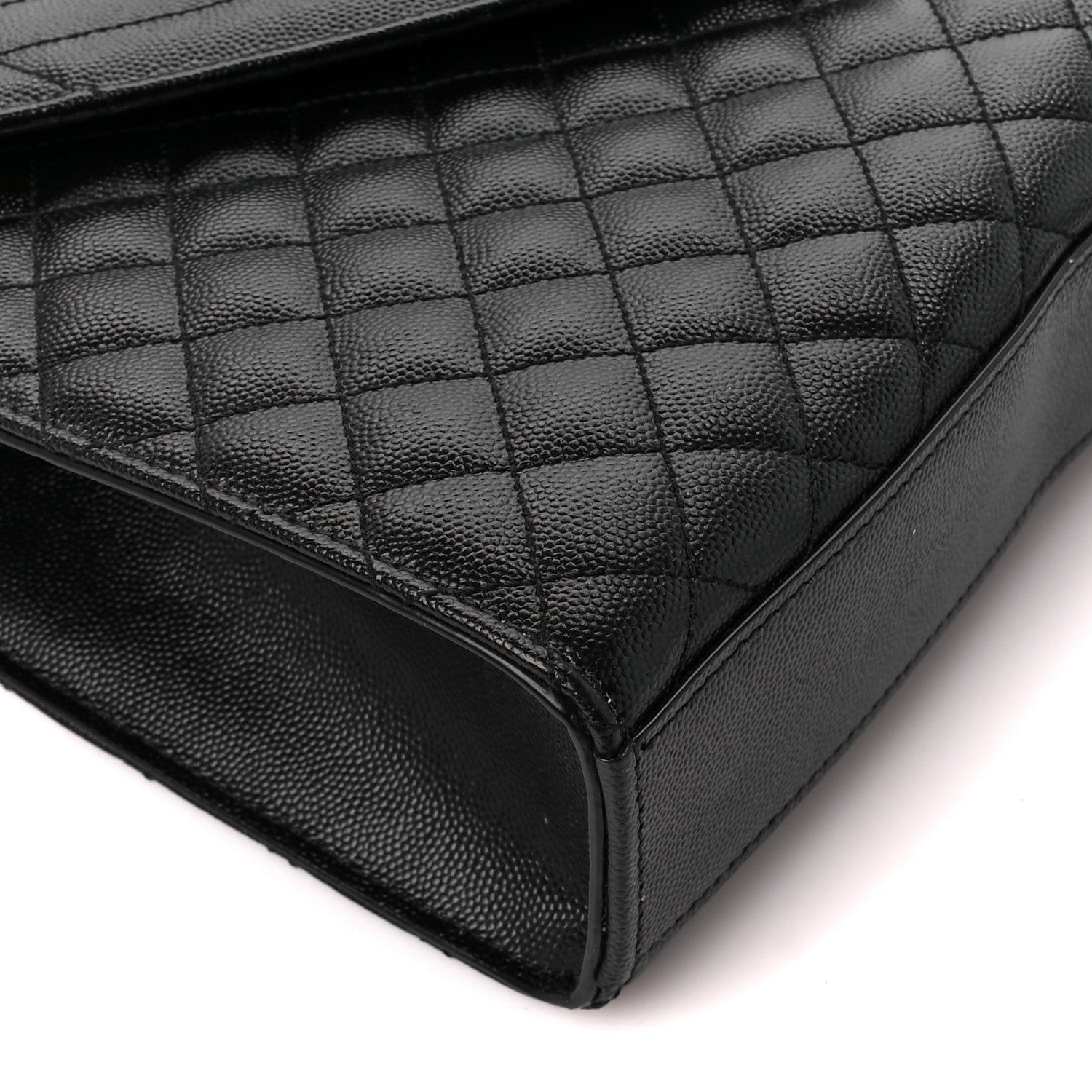 Saint Laurent Grain De Poudre Textured Mixed Matelasse Large Triquilt Monogram Monochrome Satchel Black 10 of 12