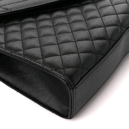 Saint Laurent Grain De Poudre Textured Mixed Matelasse Large Triquilt Monogram Monochrome Satchel Black 10 of 12