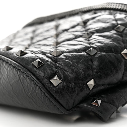 Valentino Garavani Craquele Nappa Rockstud Spike Belt Bag Black 9 of 10