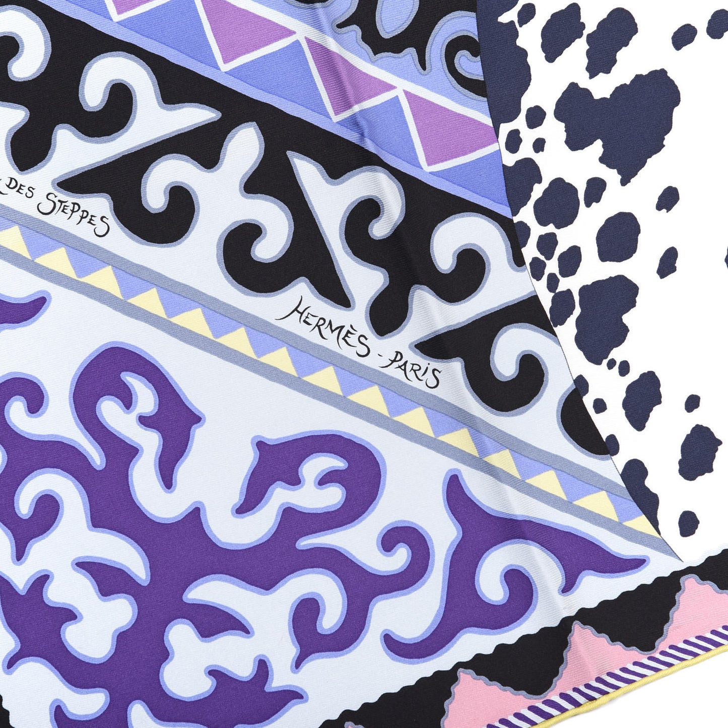 Silk Appaloosa Des Steppes Scarf 90 White Casse Marine Violet