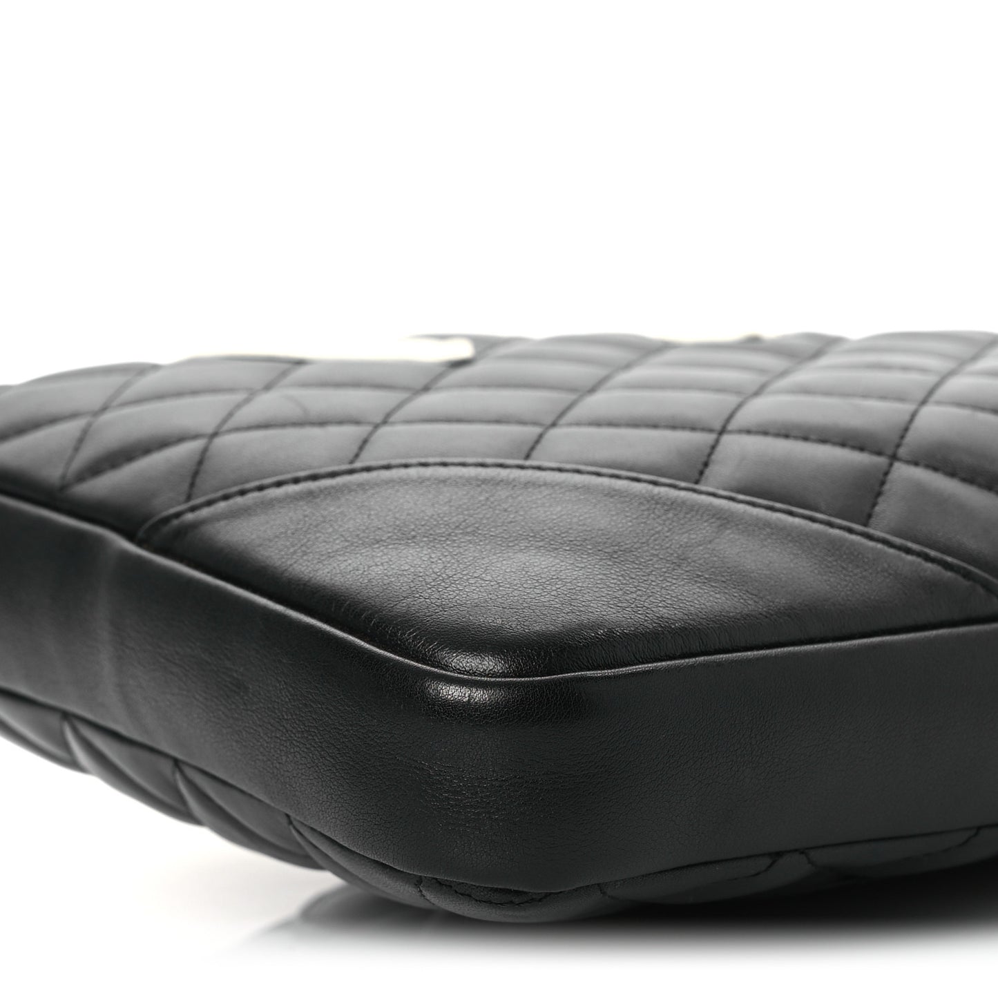 Calfskin Quilted Medium Cambon Messenger Black White